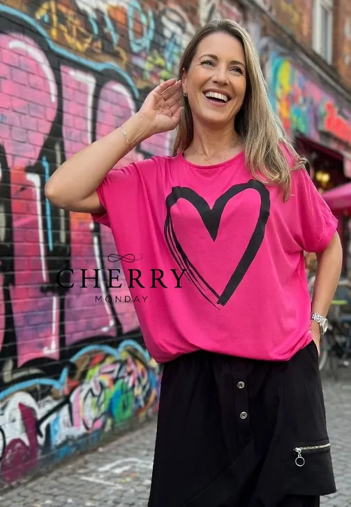 Ohlapna majica s potiskom srca