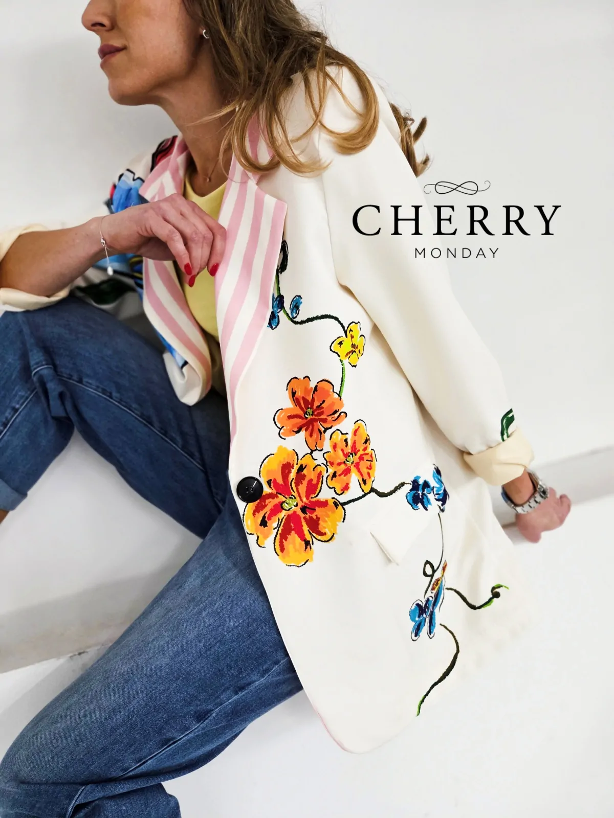 Blazer s potiskom cvetlic