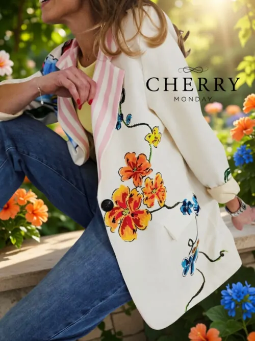 cherry monday (124) Blazer s potiskom cvetlic