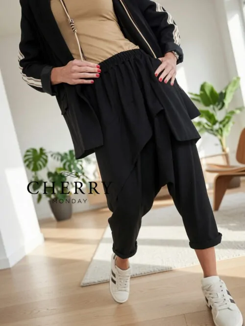 Bombažna baggy hlačna trenirka plus size