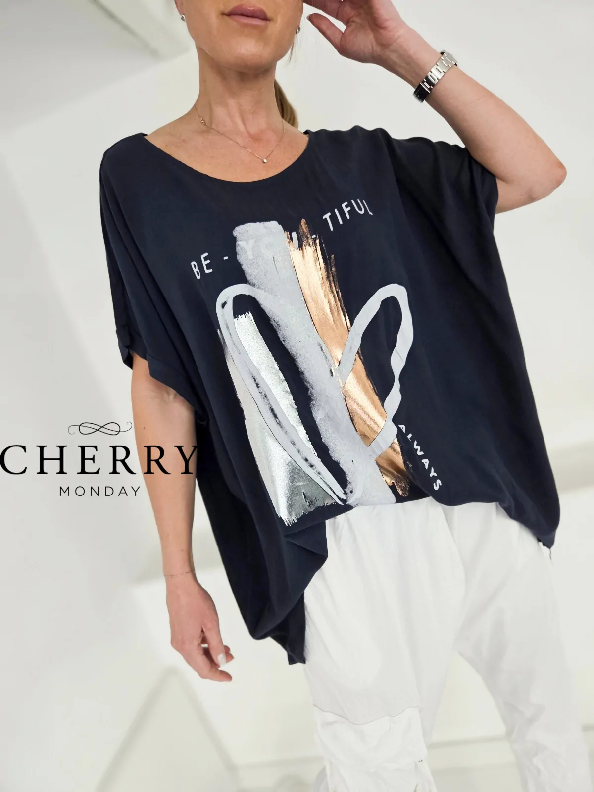 Ohlapna majica s potiskom