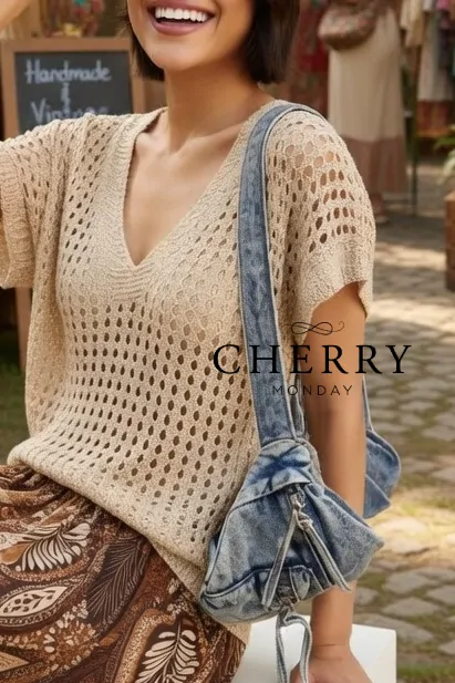 Zlat pulover s kratkimi rokavi