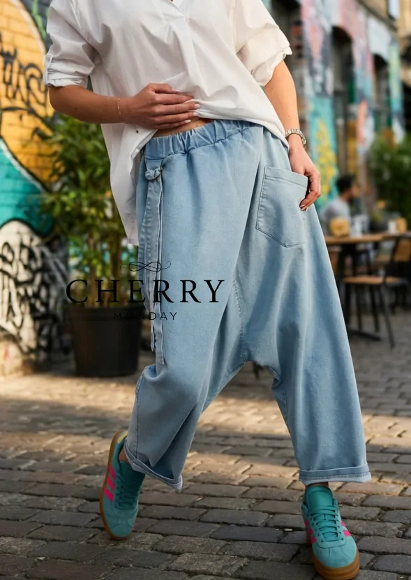 Jeans baggy hlače z žepi