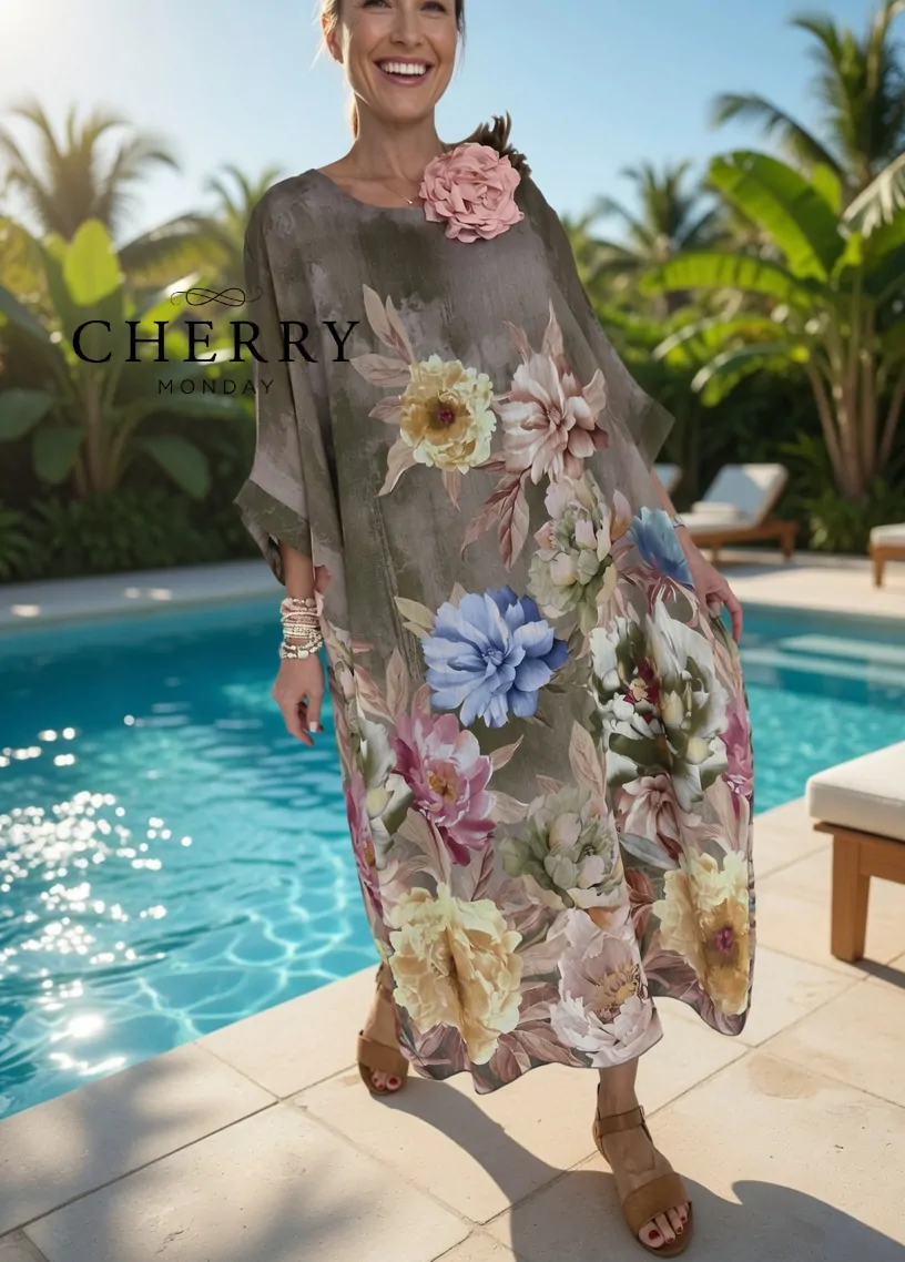 Lahkotni kaftan s cvetlicnim potiskom (1) Lahkotni kaftan s cvetličnim potiskom