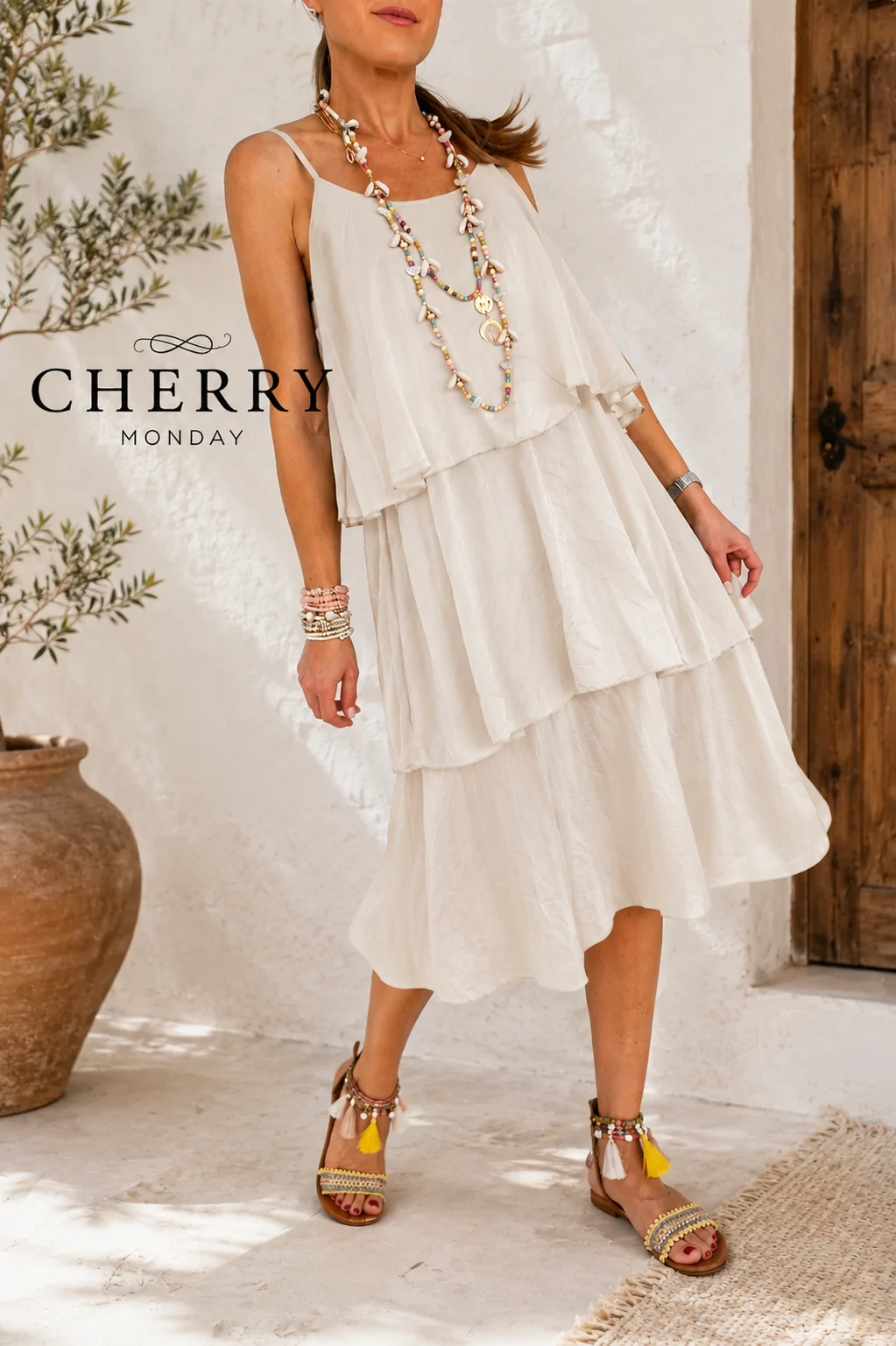 cherry_beige2 Poletna obleka z volani