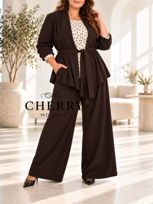 Eleganten plus size komplet hlače in blazer